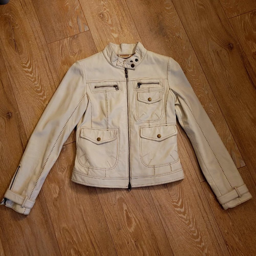 Danier off white leather jacket.  Size XS.